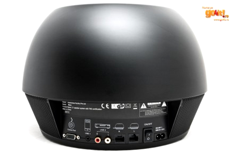 Conectorii din spatele subwoofer-ului