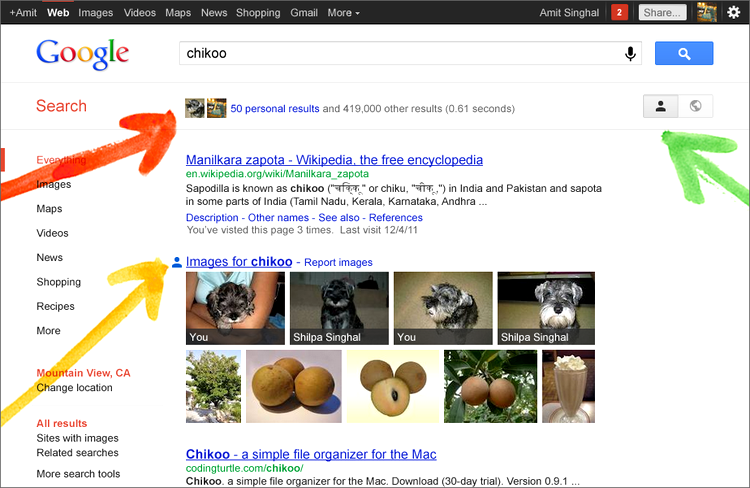 Google+ Personal Results