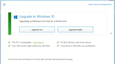 Windows 10, instalat automat pe unele PC-uri cu Windows 7 şi Windows 8/8.1