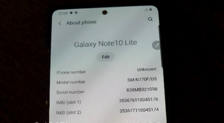 Samsung Galaxy Note10 Lite: foto spion
