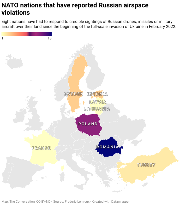 harta statelor cele mai afectate de incursiunile aeronavelor rusiei