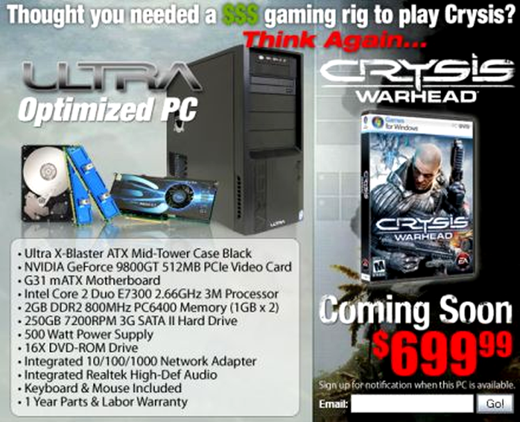 Calculator pe care Crysis Warhead va rula cu 30 fps