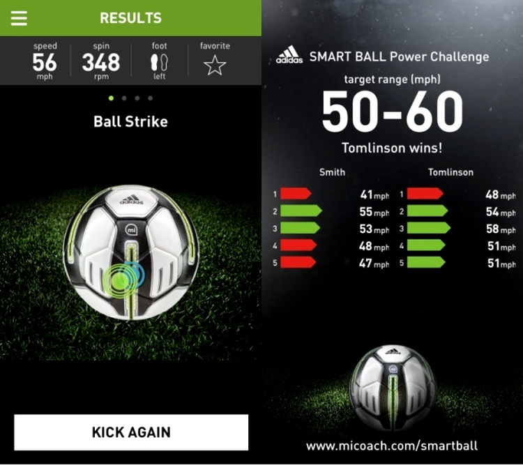 Mingea Adidas miCoach Smart Ball - aplicaţia pentru iOS